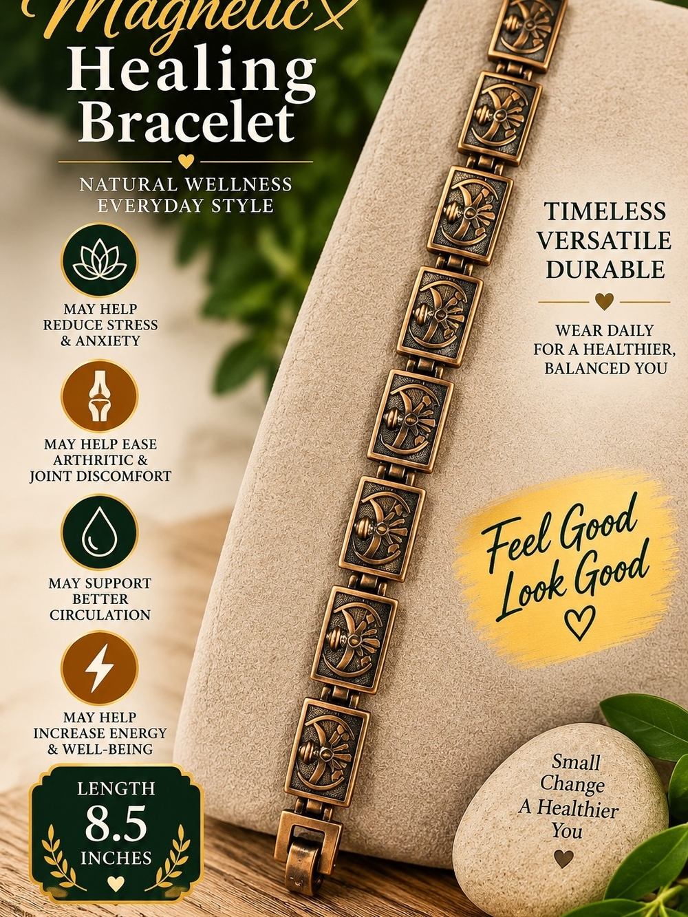Antique Bronze Magnetic Healing Bracelet - Women